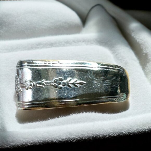 Silverware Artisan Ring Made Of Vintage Community Plate Silver Plated Spoon 8.5 - Picture 11 of 12